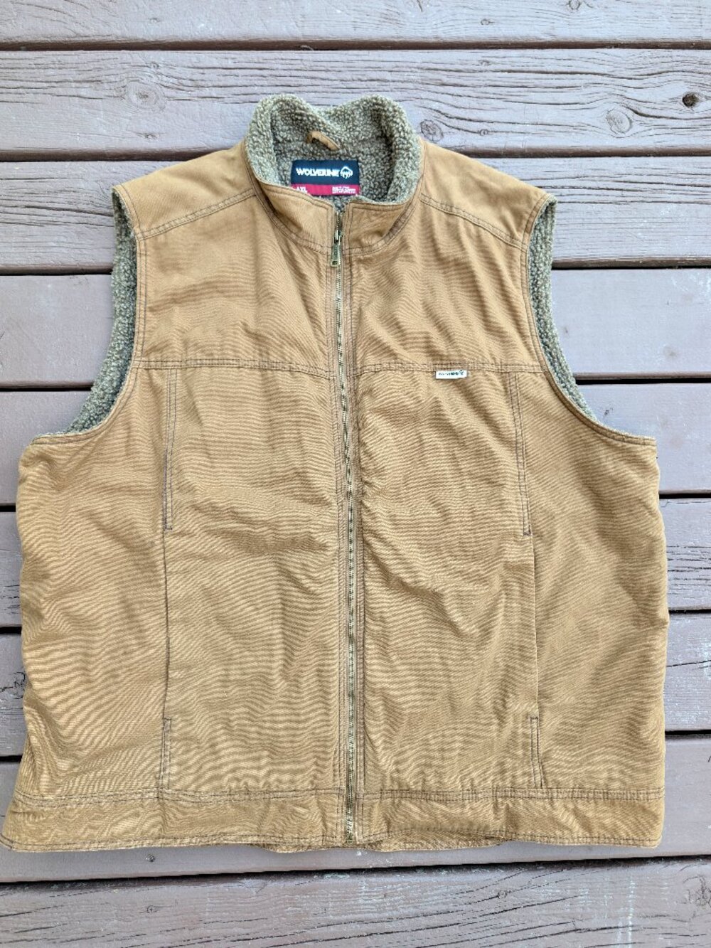 Wolverine Men's Brown Sherpa-Lined Canvas Vest Coat Work Ranch Western 4XL XXXXL